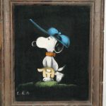 Snoopy wearing Baseball glove and hat
