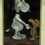 Snoopy and Woodstock Black Velvet Painting