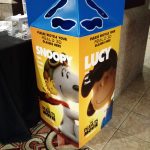 3-D glasses recycling bin featuring Lucy and Snoopy