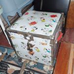 This Snoopy Trunk may be full of treasures, but it's also sitting on top of a vintage Armstong Quaker Linoleum Rug. This Snoopy Trunk may be full of treasures, but it's also sitting on top of a vintage Armstong Quaker Linoleum Rug.