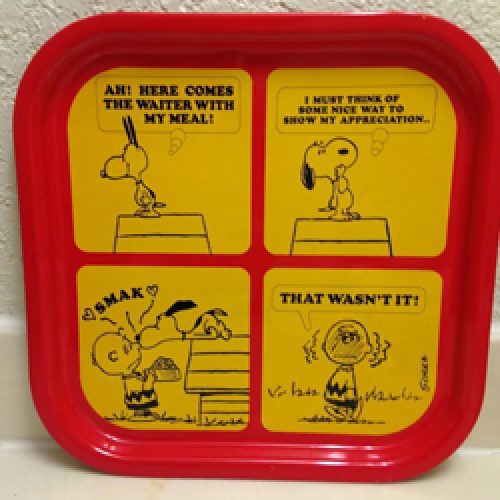 Snoopy & Charlie Brown Metal Tray - CollectPeanuts.com