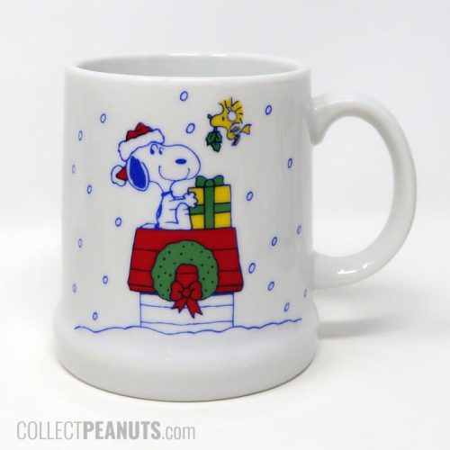 Snoopy and Woodstock on Doghouse Christmas Stein