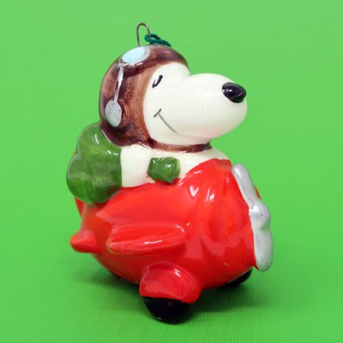 Snoopy in Plane Ceramic Christmas Ornament