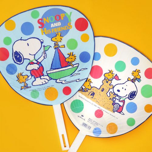 Snoopy and Woodstocks at beach Paper Fan