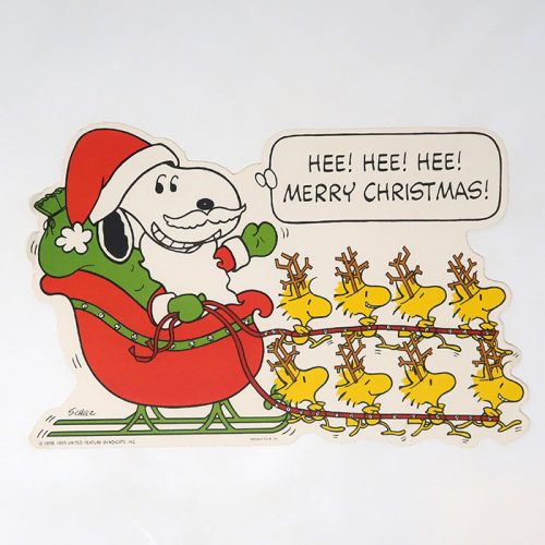 Santa Snoopy in Sleigh with Woodstock Reindeer Christmas Decoration