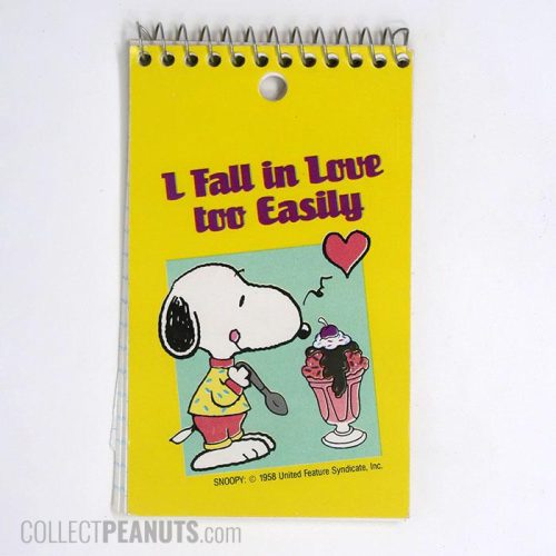 Snoopy eating Ice Cream Sundae 'I Fall in Love too Easily' Spiral Notebook