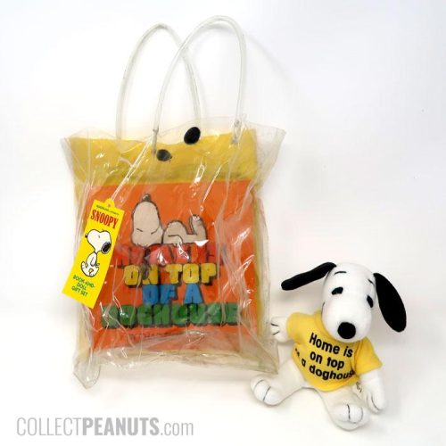 Home is on Top of a Doghouse book with Snoopy Plush in Bag