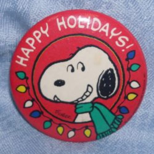 Snoopy Happy Holidays Hallmark Pinback Button