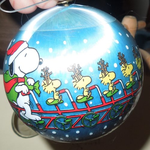 1982 Snoopy & Woodstock Hallmark Christmas Satin Ball Ornament